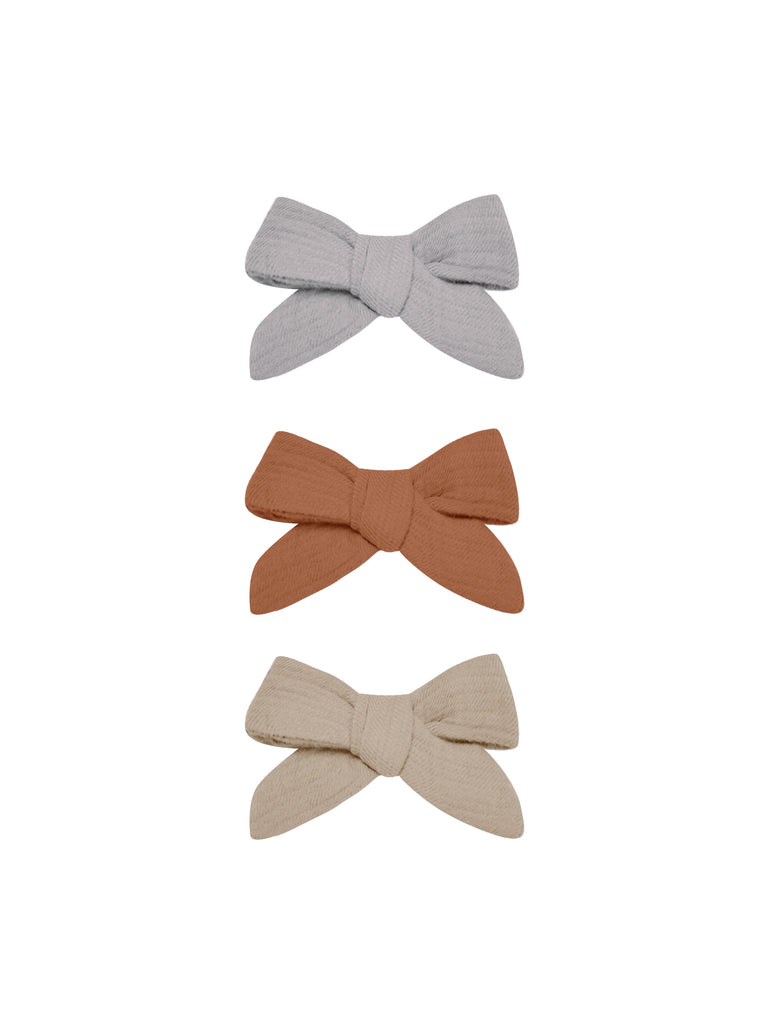 BOW W. CLIP, SET OF 3 || PERIWINKLE, CLAY, OAT