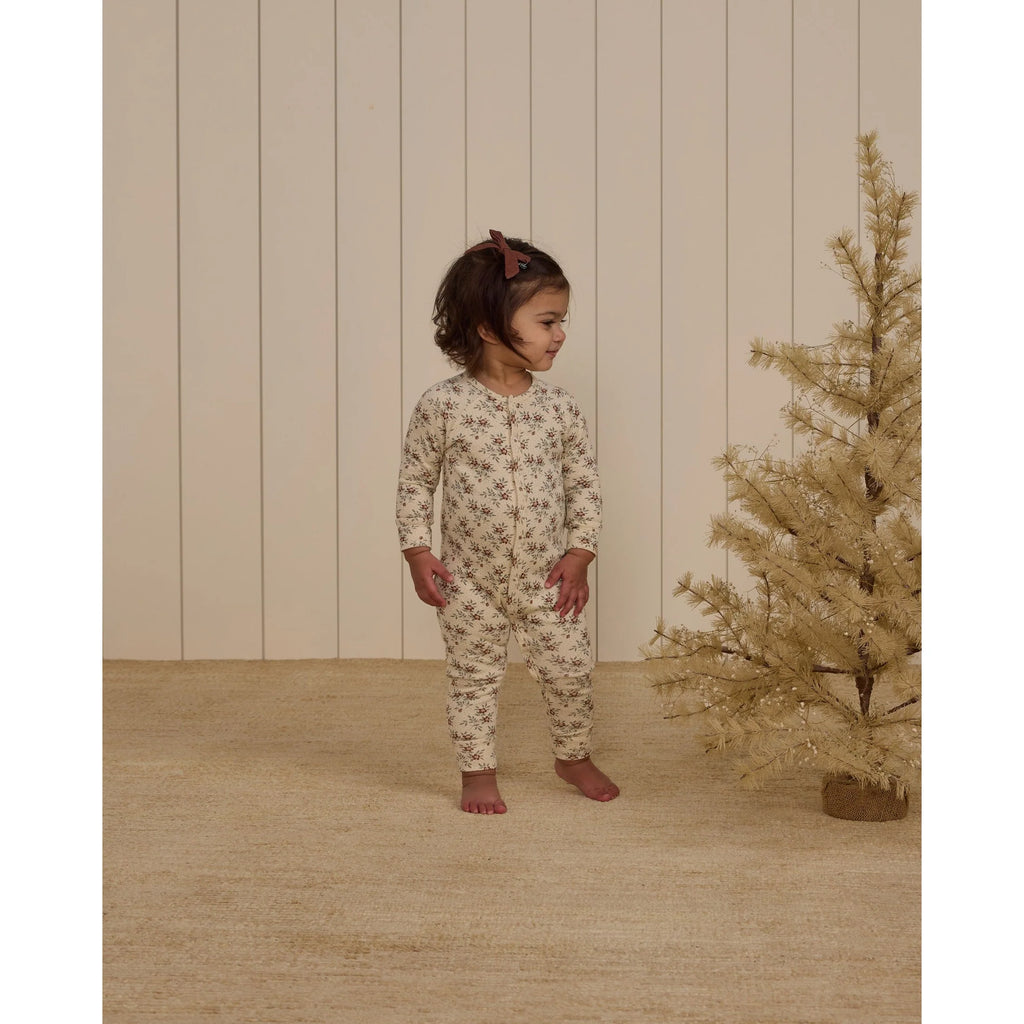 ORGANIC LONG JOHN PAJAMAS || HOLIDAY FLORAL