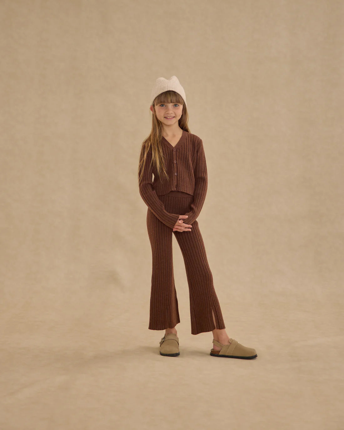 FLARE KNIT PANT || BROWN