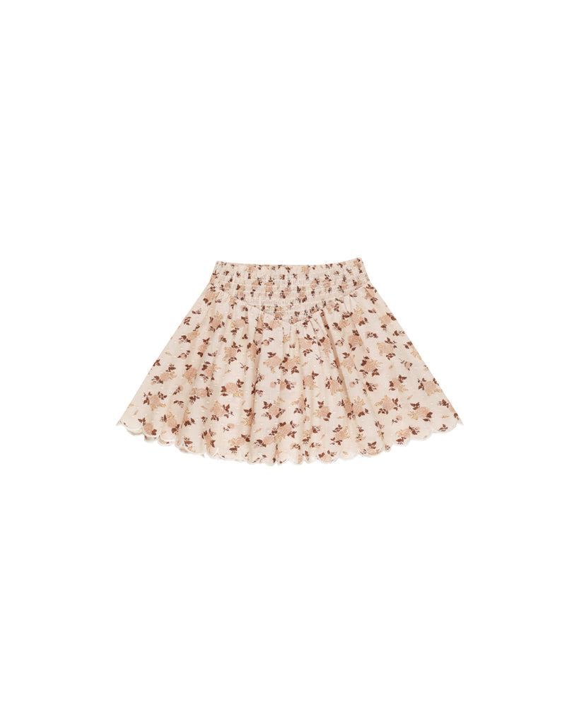 SMOCKED V MINI SKIRT || HARVEST ROSE