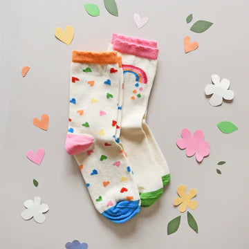 Rainbow Hearts 2pk Socks