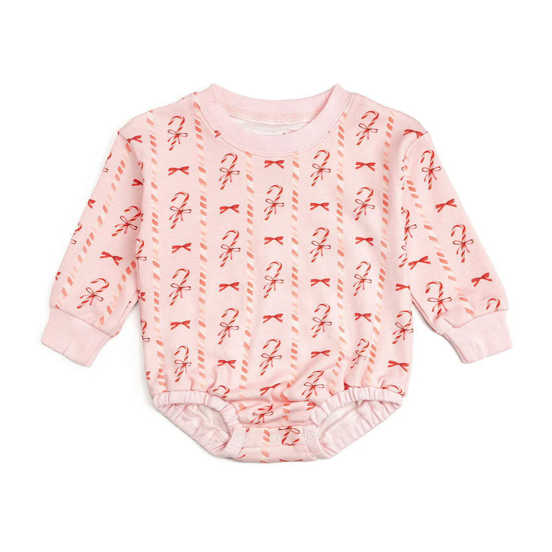 Candy Cane Lane Christmas LS Romper - Ballet