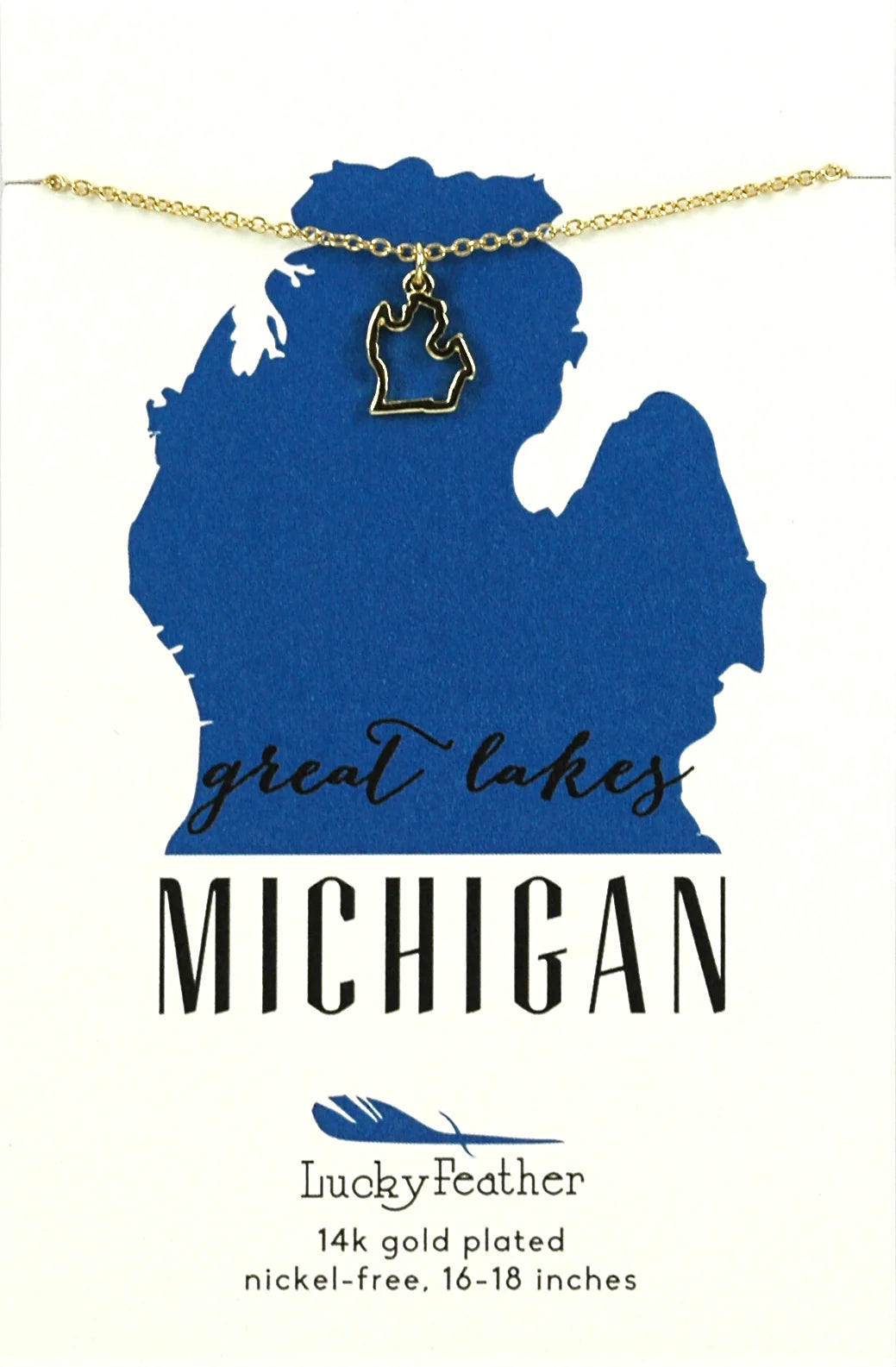 Lucky Feather Michigan Necklace Gold