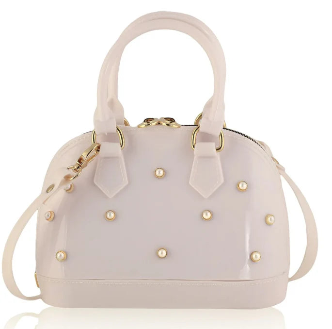 Blush White Cate With Pearls Purse