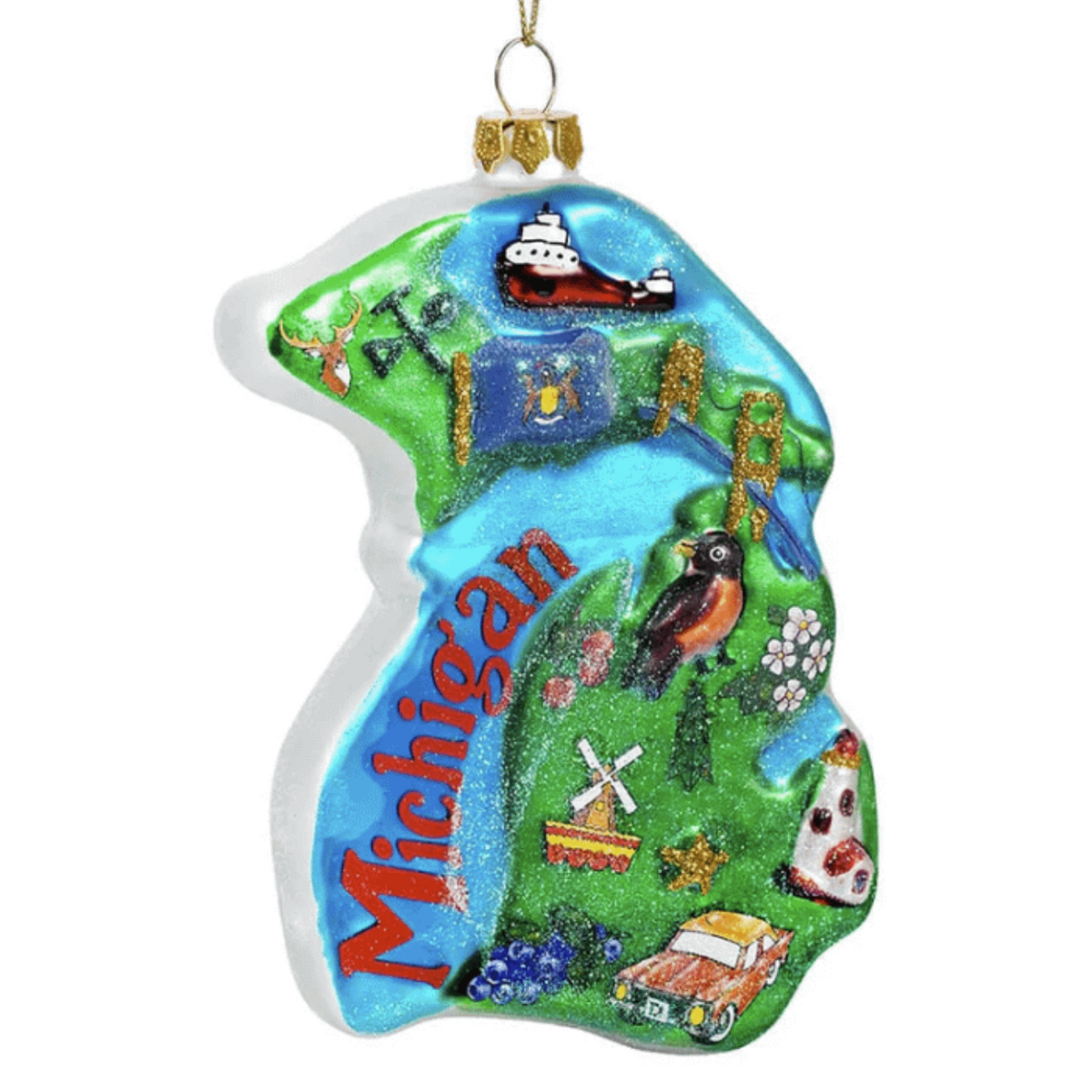 Glass Michigan Ornament