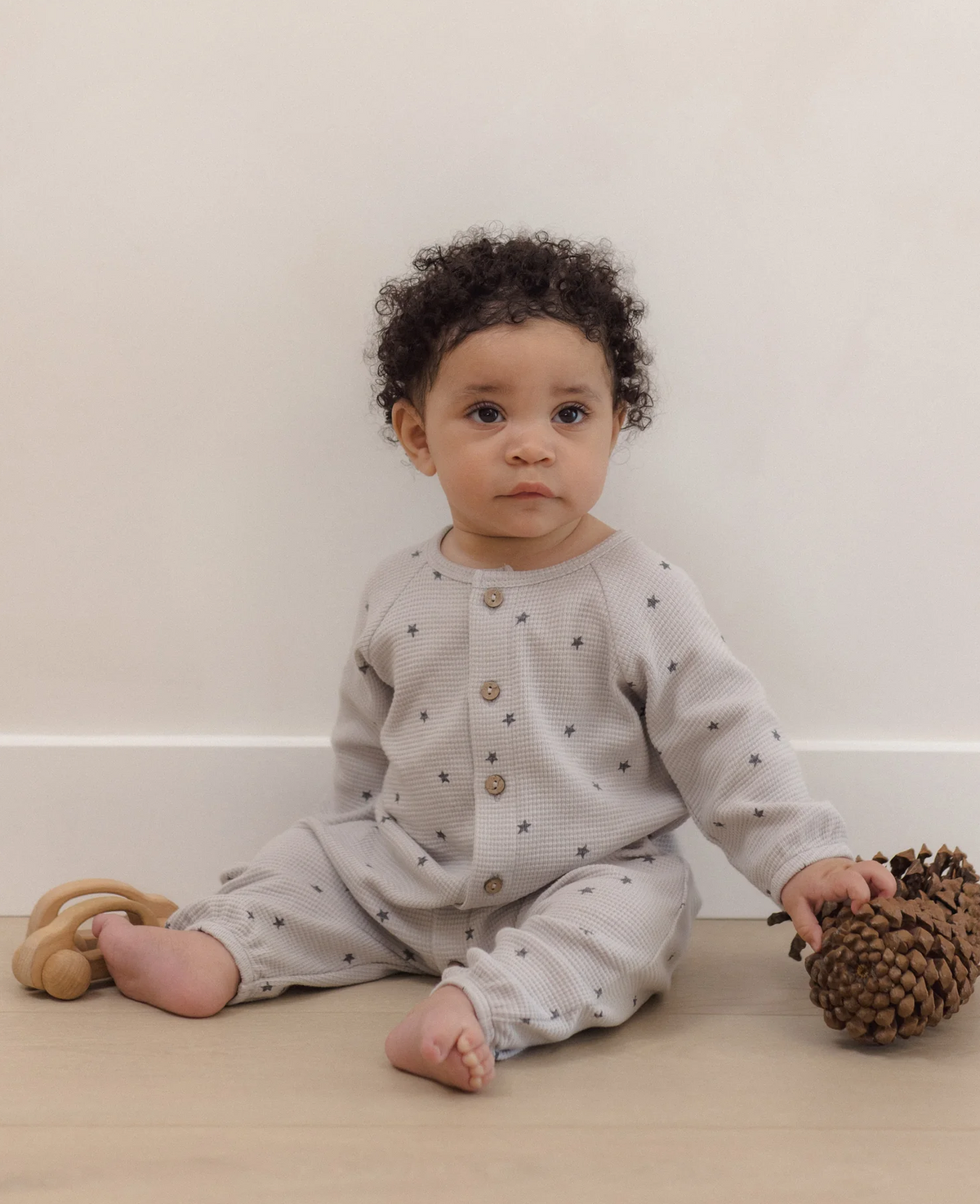 WAFFLE LONG SLEEVE JUMPSUIT STARS