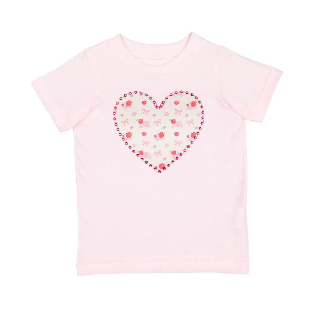 Dainty Rose Pearl Heart Patch SS Tee