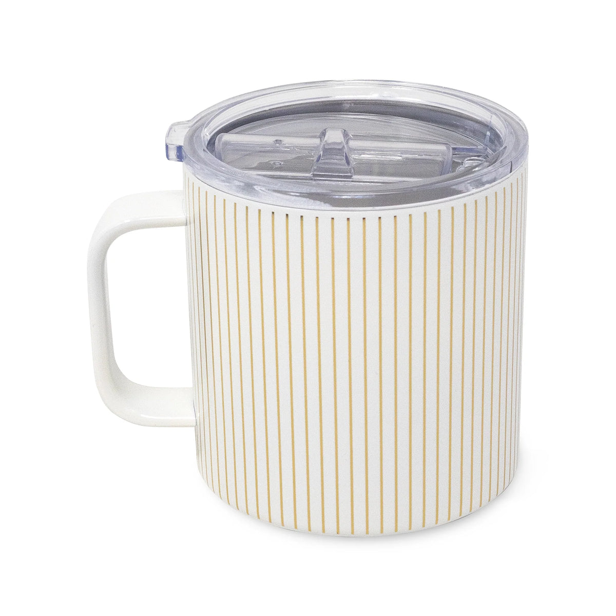 Stainless Steel Coffee Mug Gold Pinstripe