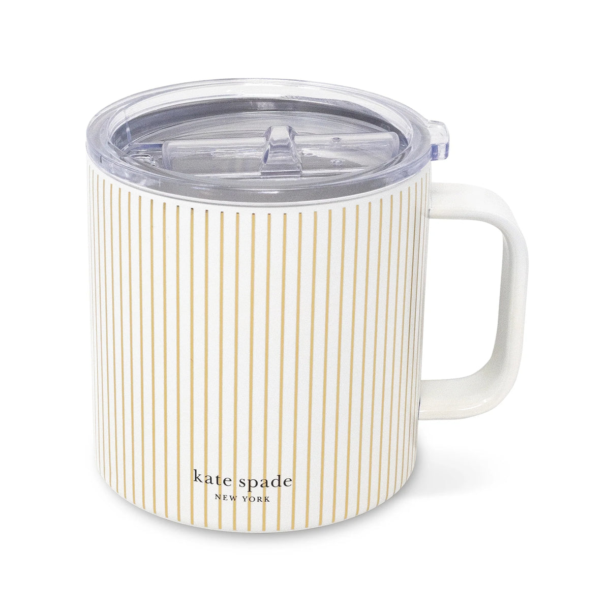 Stainless Steel Coffee Mug Gold Pinstripe