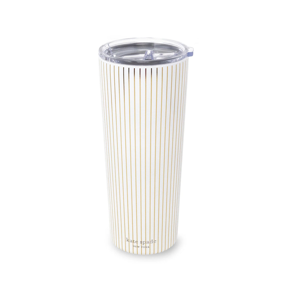 Stainless Steel Tumbler, Gold Pinstripe