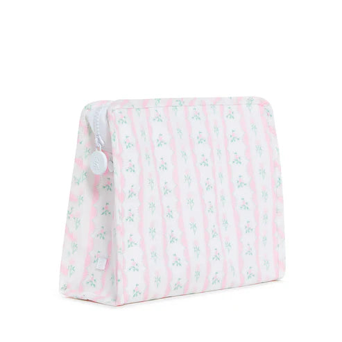 Roadie Large Zip Pouch Ribbon Floral PInk