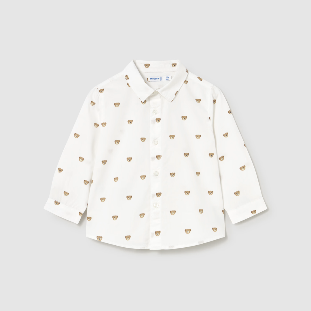 Mayoral Teddy Print Collared Shirt