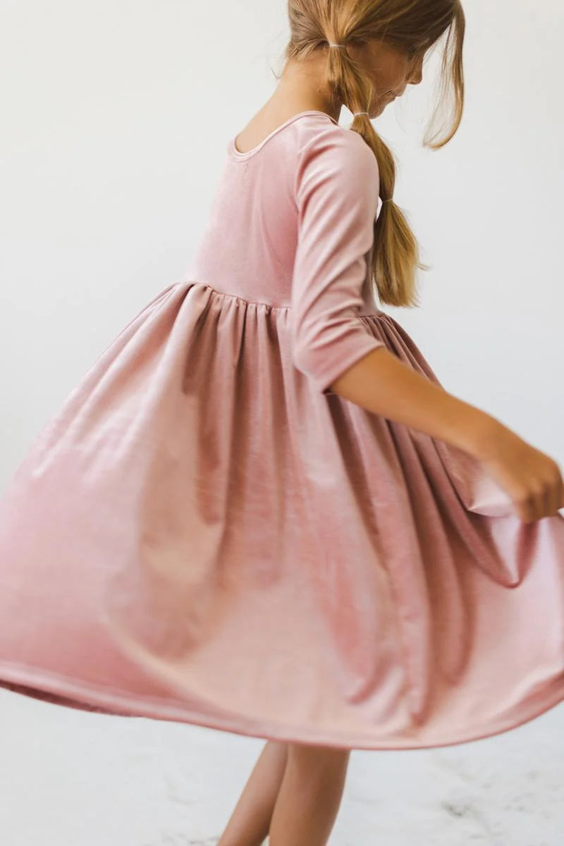 Vintage Pink Velvet Dress
