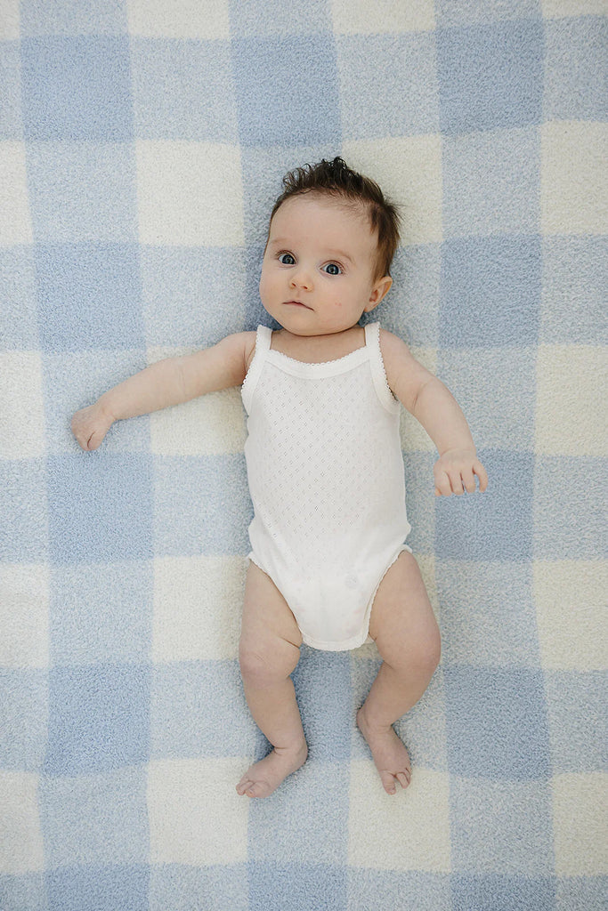 Mebie Baby White Pointelle Tank Bodysuit