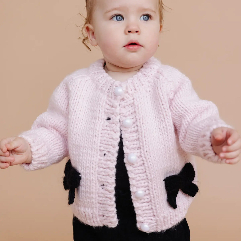 Bow Cardigan Sweater Baby Pink