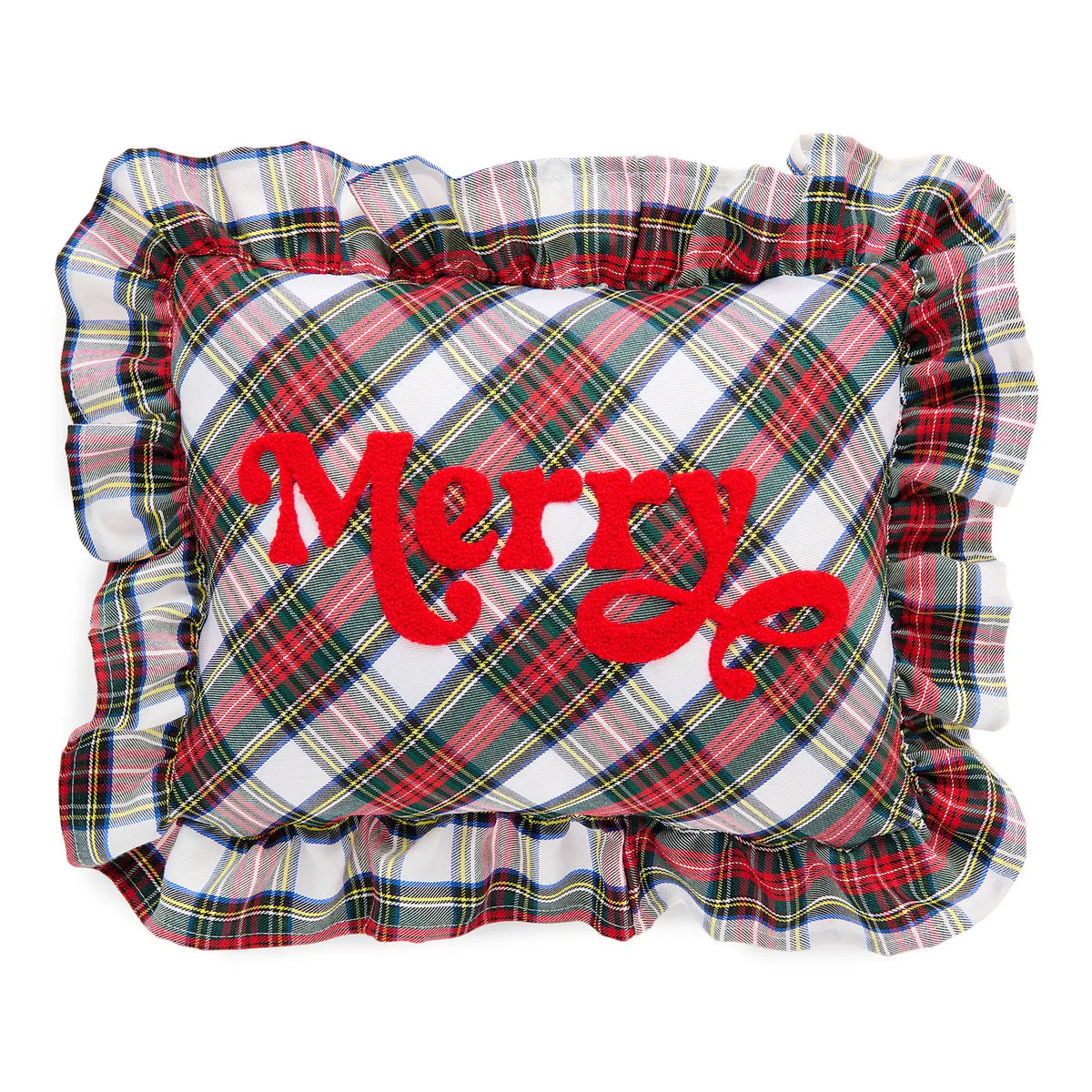 Merry Plaid Pillow  Ivory