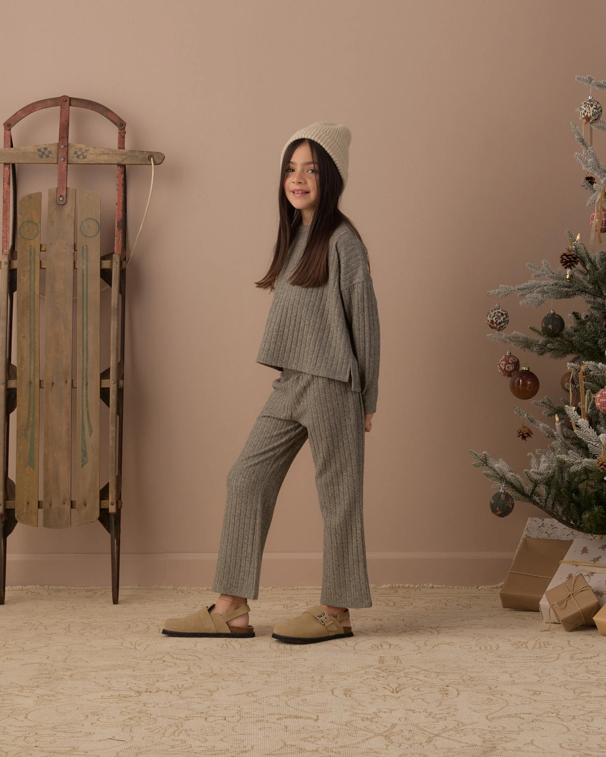 COZY RIB KNIT SET EVERGREEN