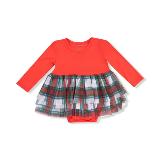 Holiday Plaid - L/S Tutu Bodysuit