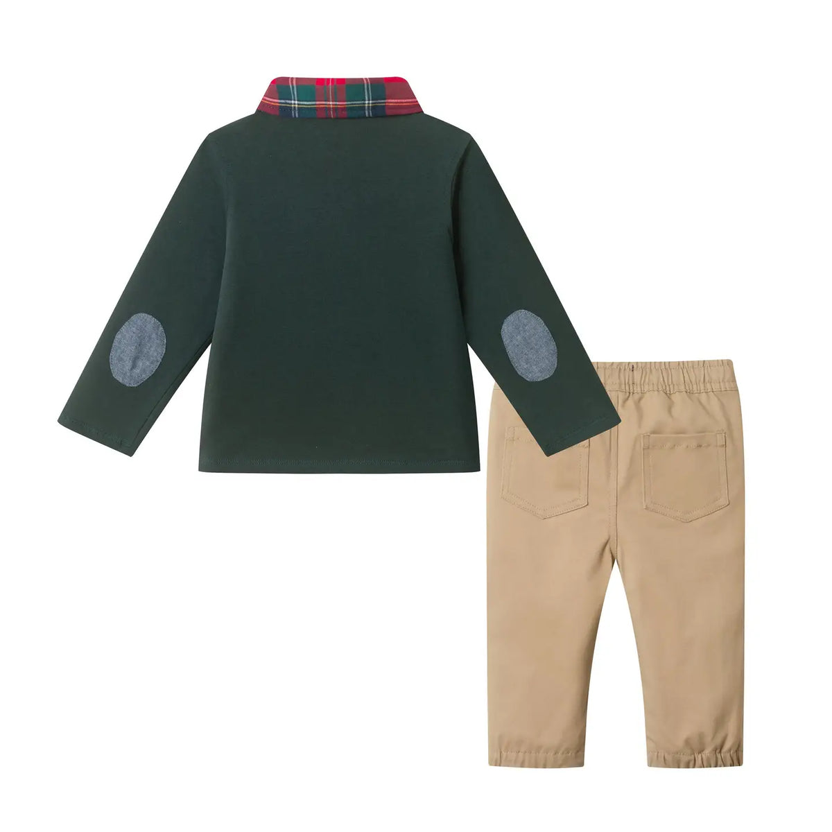 Plaid Collar Polo & Pant Set | Green