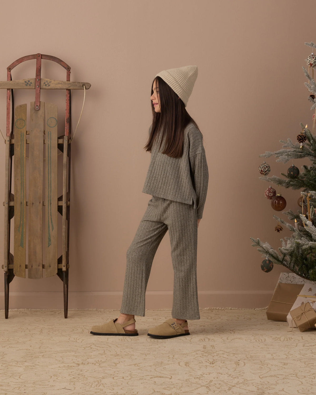 COZY RIB KNIT SET EVERGREEN