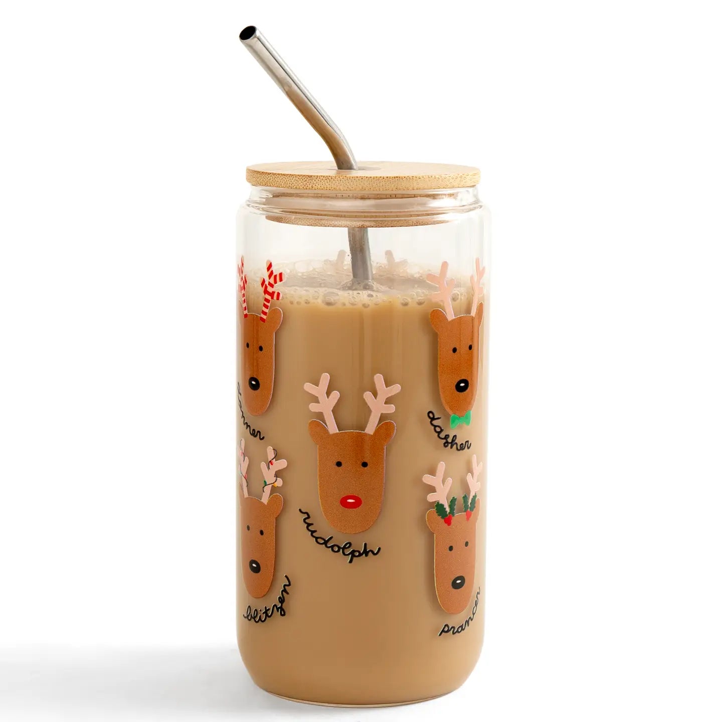 Reindeer Glass Can Tumbler