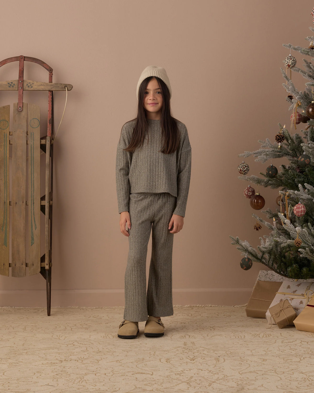 COZY RIB KNIT SET EVERGREEN