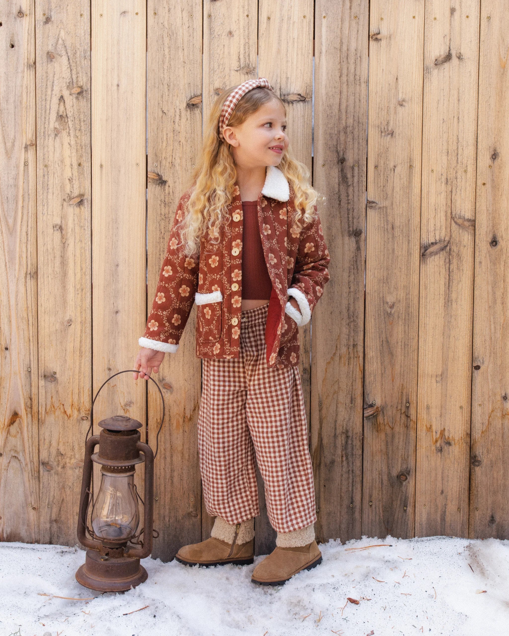 WIDE LEG PANT BRICK CHECK