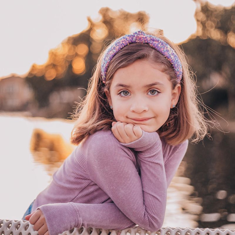 Rainbow Sequin Knotted Headband PURPLE