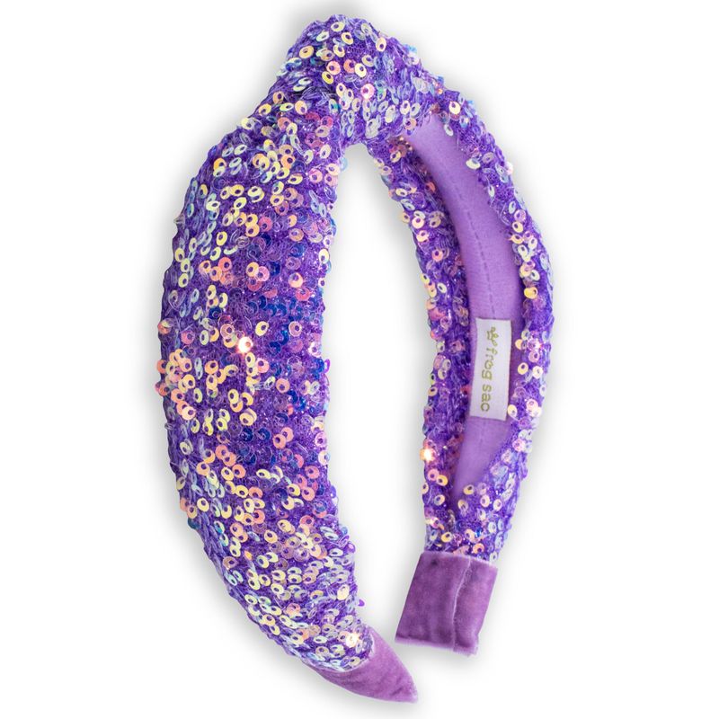 Rainbow Sequin Knotted Headband PURPLE