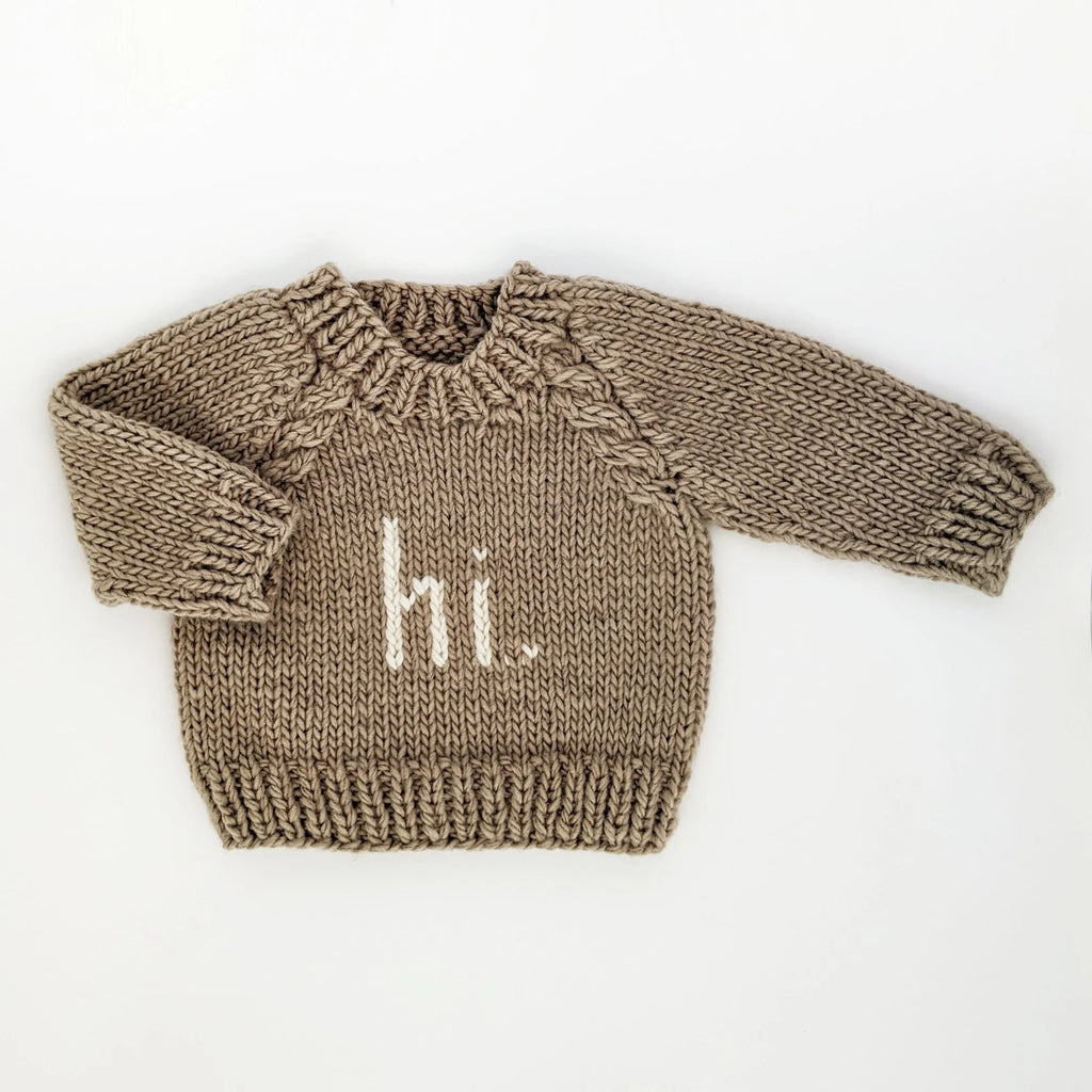 Hi. Knit Crewneck Sweater Pebble 0-6m