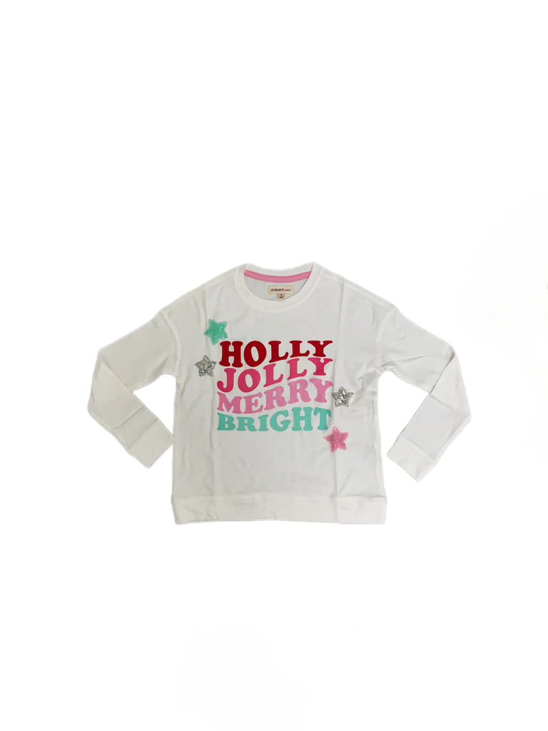Holly Jolly Merry Bright Sequins L/S Tween Tee