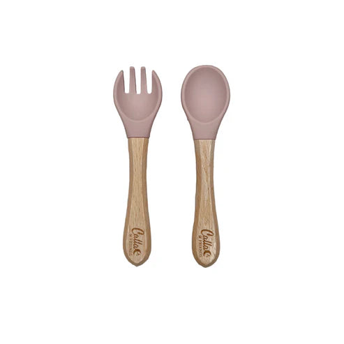 Silicone & Beechwood Toddler Utensil Set