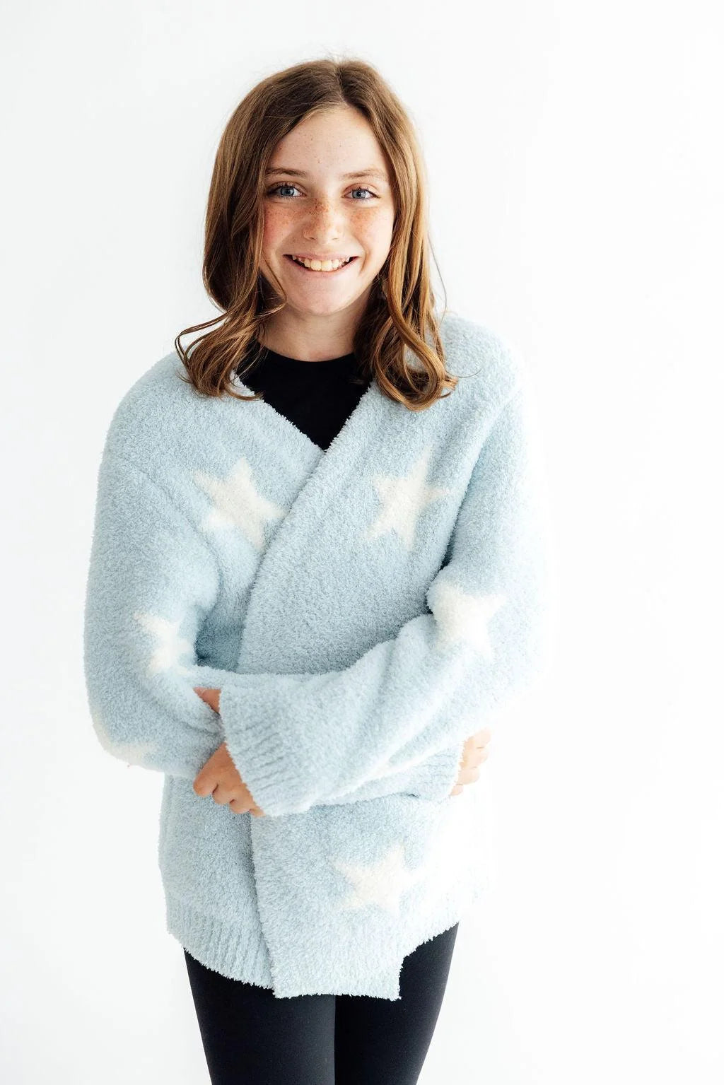 Light Blue/Coconut Star Cozy Cardigan