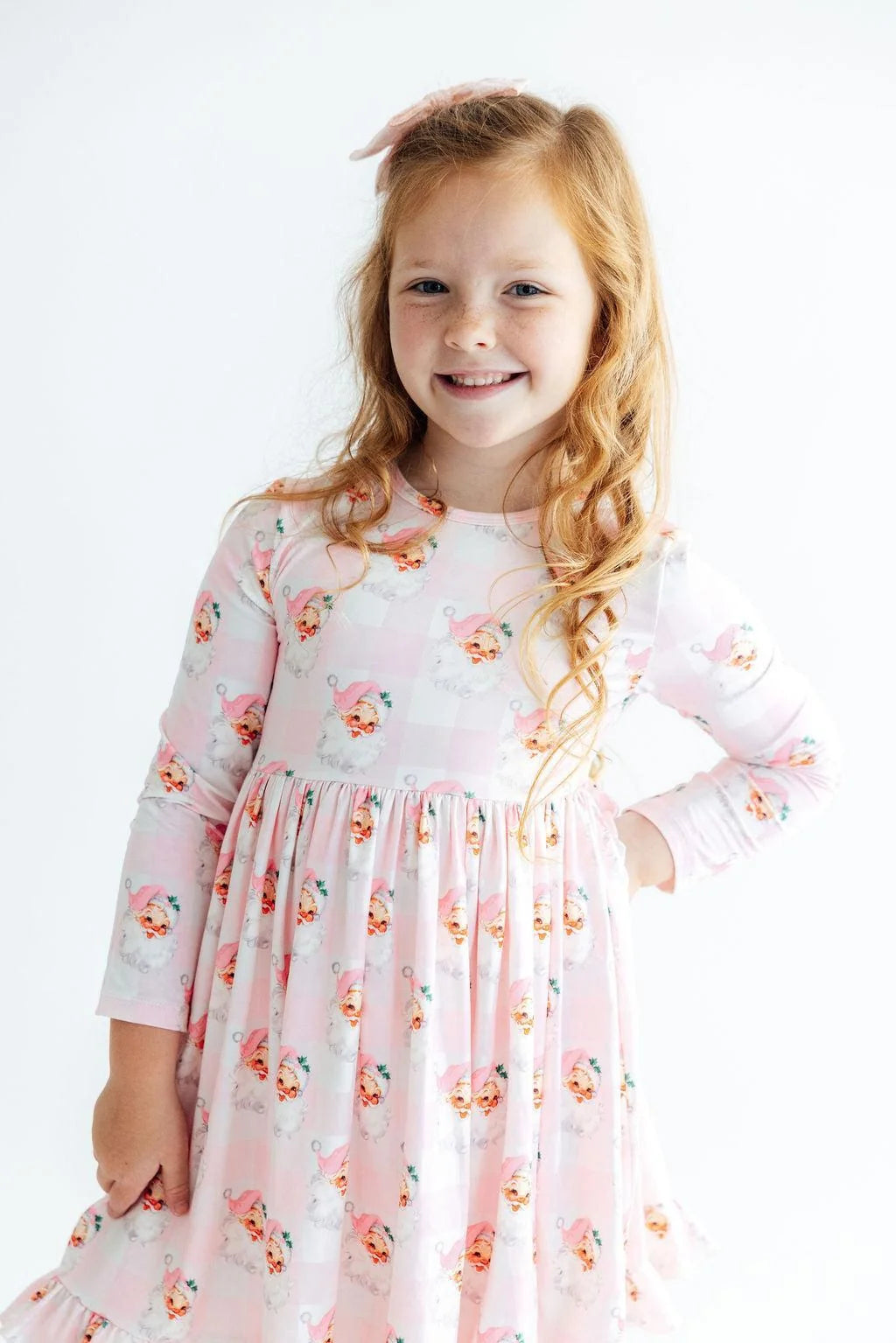 Storybook Santa LS Ruffle Hem Twirl Dress