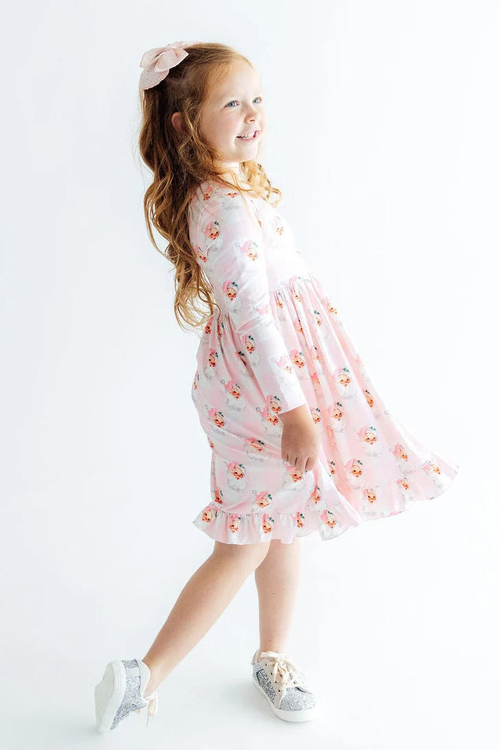 Storybook Santa LS Ruffle Hem Twirl Dress