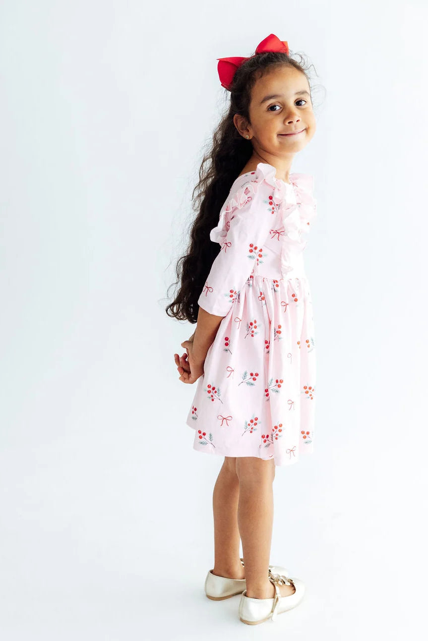 Winter Berries Ruffle Twirl Dress