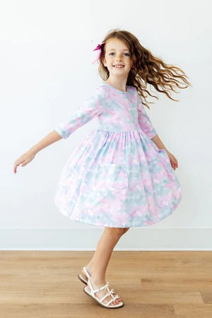 Mermaid Magic 3/4 Sleeve Pocket Twirl Dress
