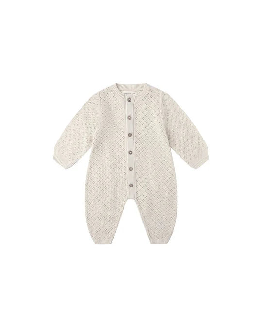 LONG SLEEVE BUBBLE ROMPER || NATURAL