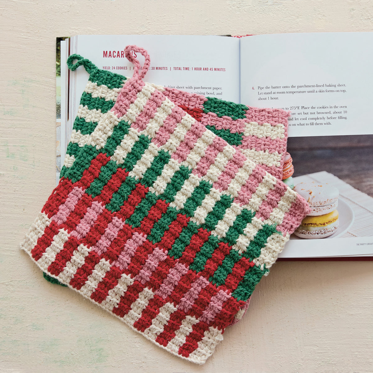 Crocheted Potholder with Stripe Pattern