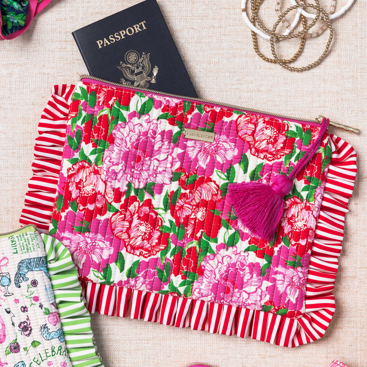 Quilted Ruffle Pouch Maggies Bouquet