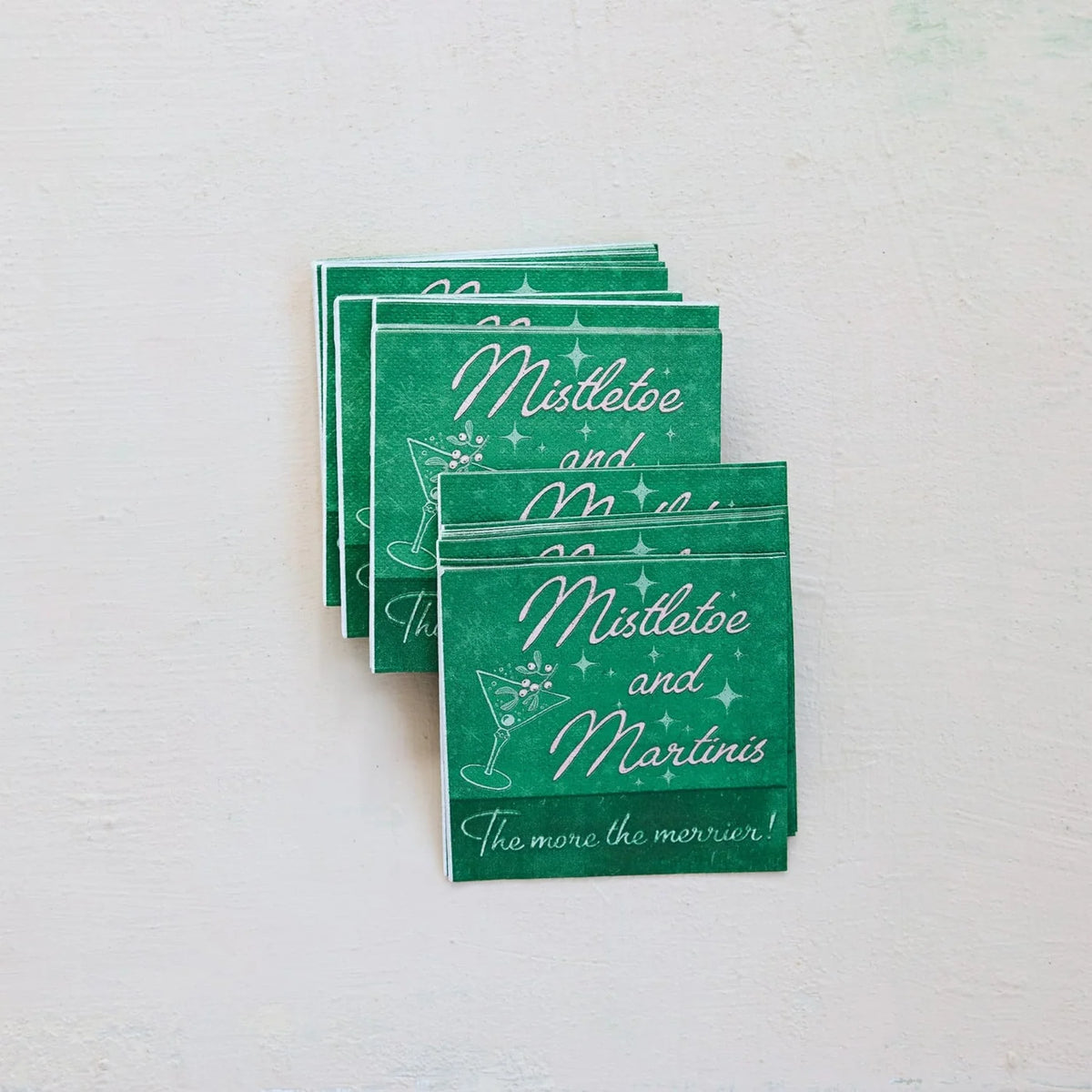 4" Cocktail Napkins Mistletoe & Martinis