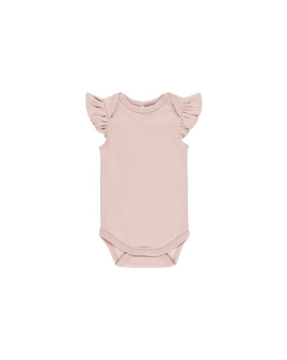 FLUTTER SLEEVE BODYSUIT || BUBBLEGUM