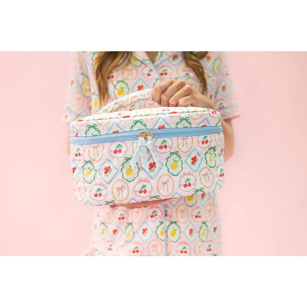 Quilted Cosmetic Bag with Handle-Fruit Cocktail