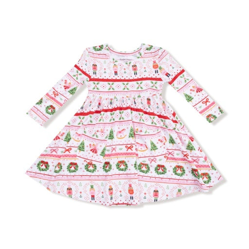 Sugar Plum Fairy - Nutcracker Fair Isle - Pink - Twirly L/S Dress