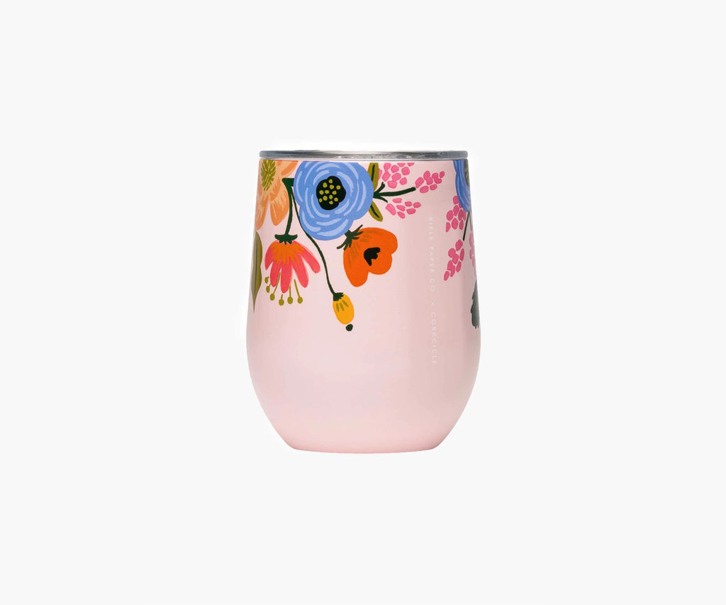 Rifle Paper Lively Floral Stemless Wine Glass-Assorted Colors