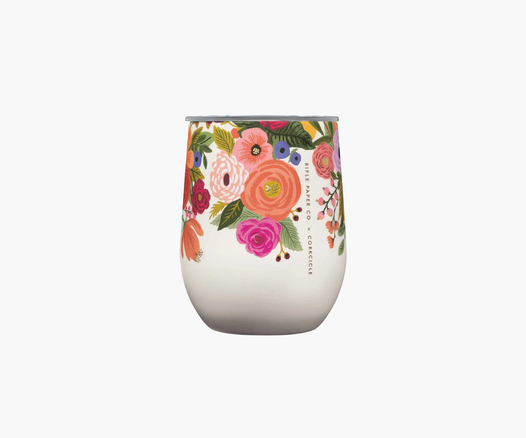 Rifle Paper Lively Floral Stemless Wine Glass-Assorted Colors