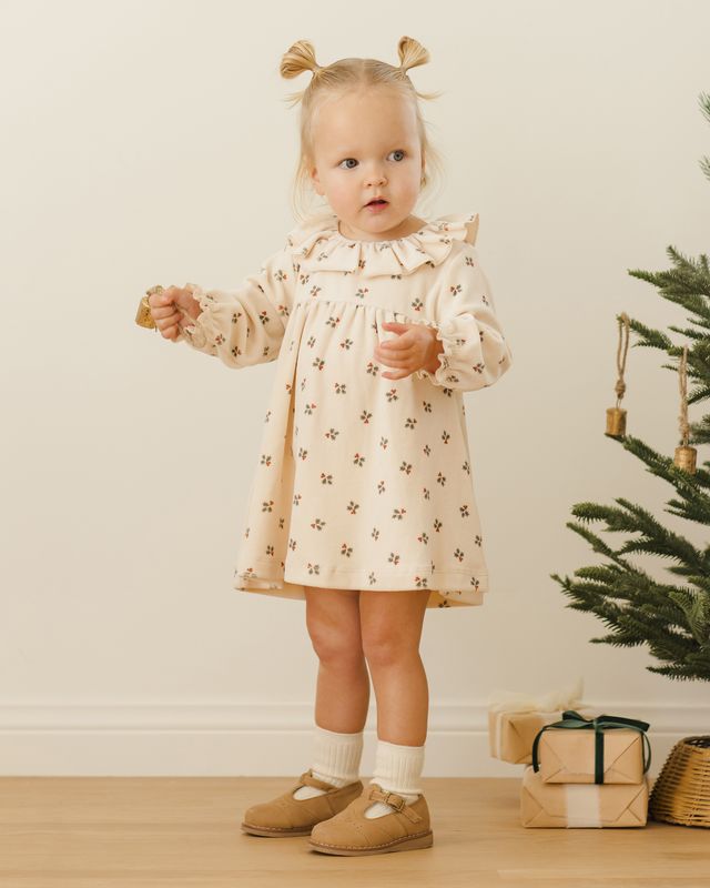 VELOUR BABY DRESS || HOLLY BERRY