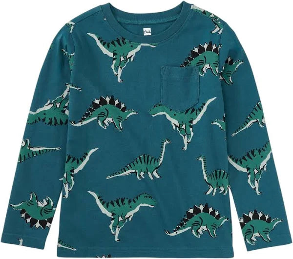 Tea Long Sleeve Pocket Tee Dino