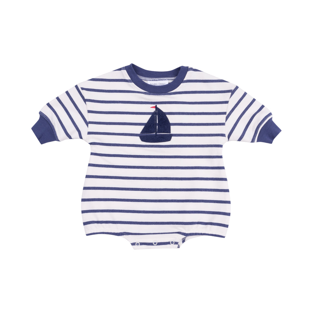 Navy Stripe French Terry Sweatshirt Bubble With Applique
