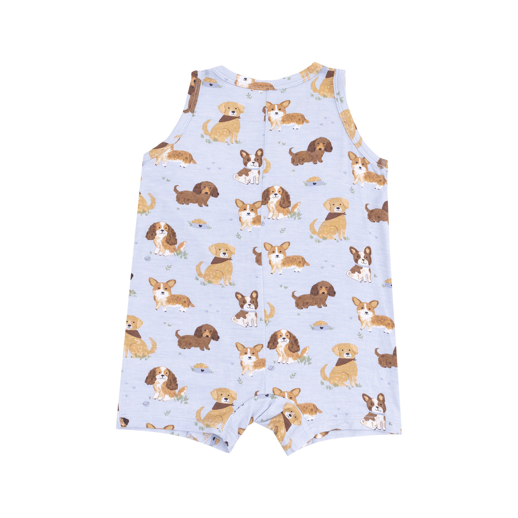 Best Friend Dogs Blue Sleeveless Shortie Romper